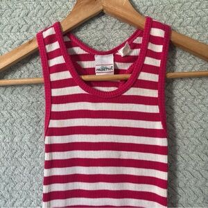 VNTG Palmettos Hot Pink & White Striped Ribbed Tank Top - Size M Y2K 90s 80s